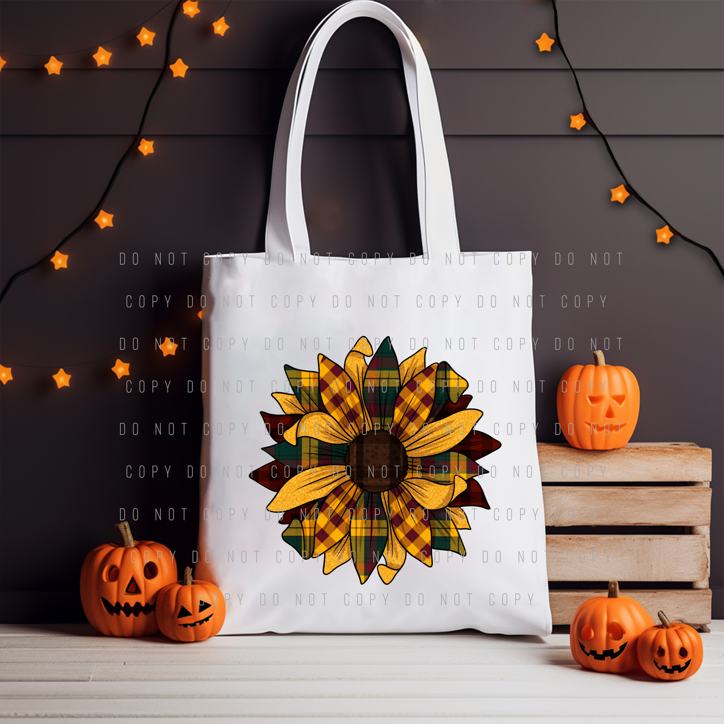 Plaid Sunflower Tote Bag