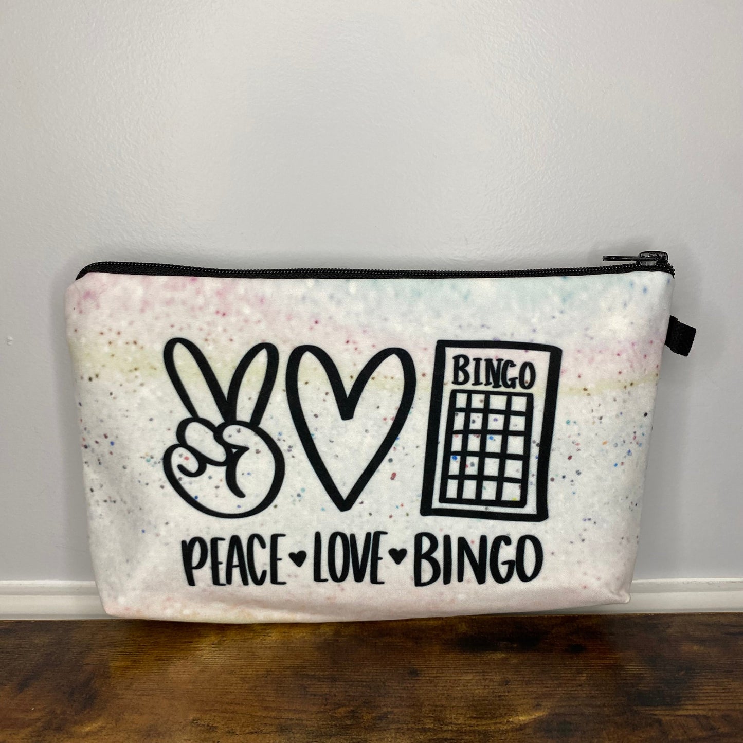 Bingo, Peace Love Bingo - Water-Resistant Multi-Use Pouch