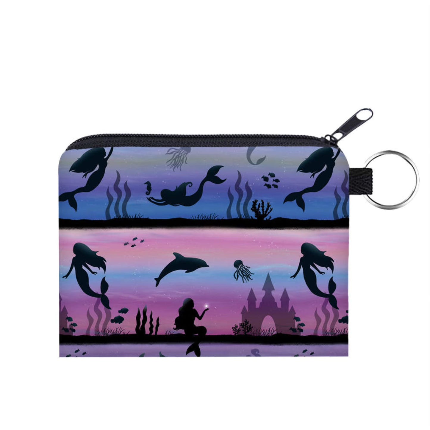 Purple Blue Mermaid - Water-Resistant Mini Pouch w/ Keyring