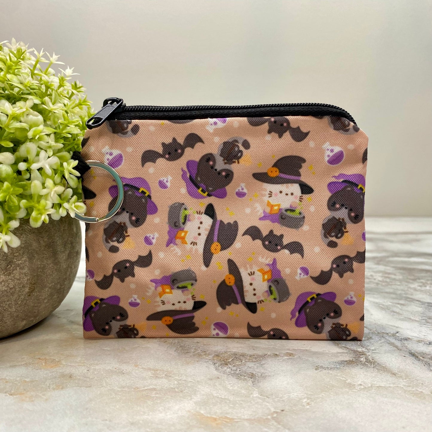 Witch Kitty - Water-Resistant Mini Pouch w/ Keyring