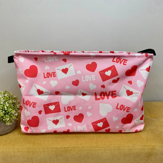 Pop Up Canvas Basket - Valentine’s Day - Love Letters on Pink