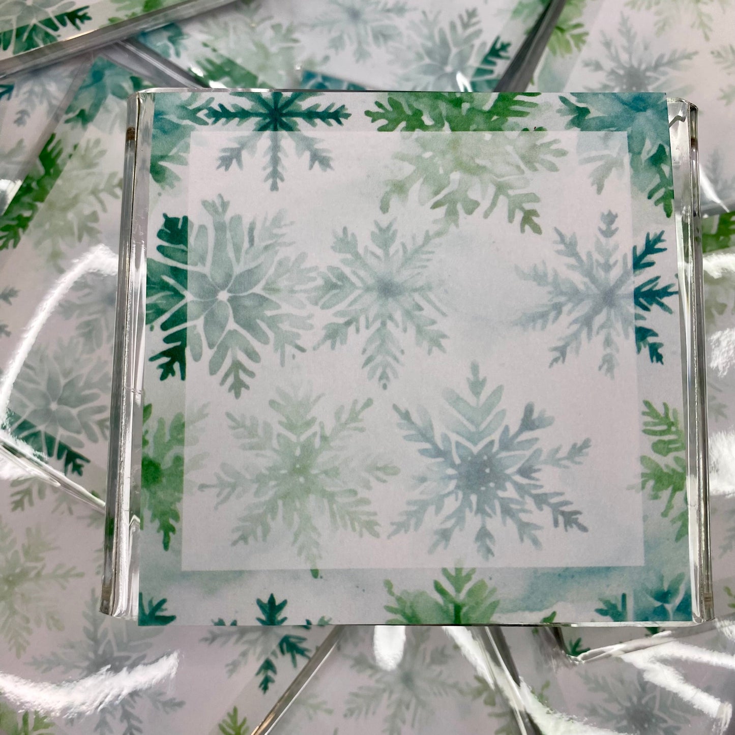 Green Teal Snowflakes Sticky Stacks