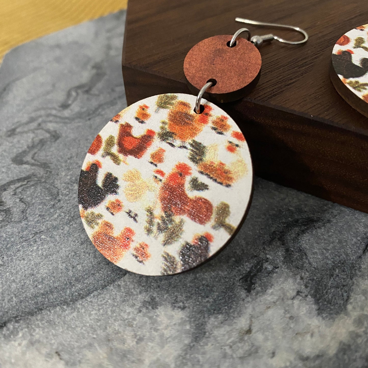 Wooden Earrings - Chickens