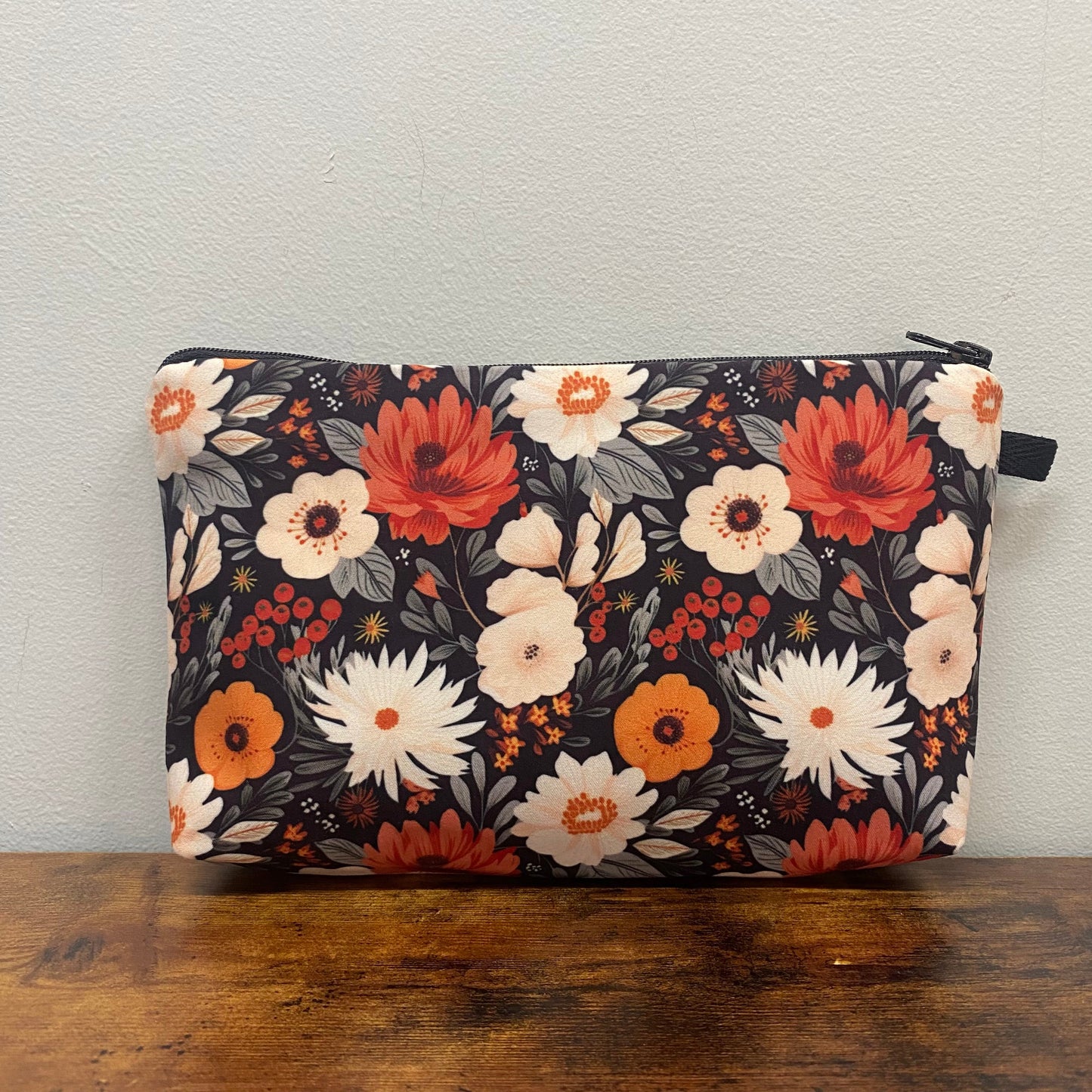 Cream And Orange Floral - Water-Resistant Multi-Use Pouch