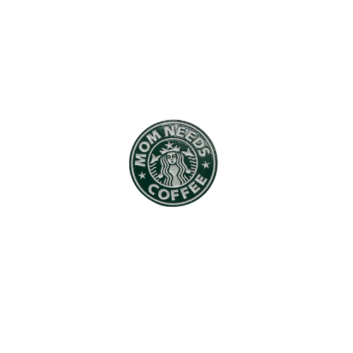 A funny Mom Needs Coffee metal pin for coffee-loving moms. Quarter-sized with a rubber backing and perfect for bags, backpacks, jackets and more.