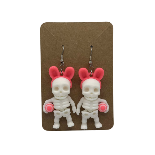 Bunny Skeleton Earrings - 3D Printed