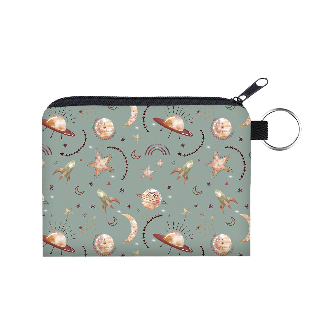 Space Beige Teal Green - Water-Resistant Mini Backpack & Pouches Set