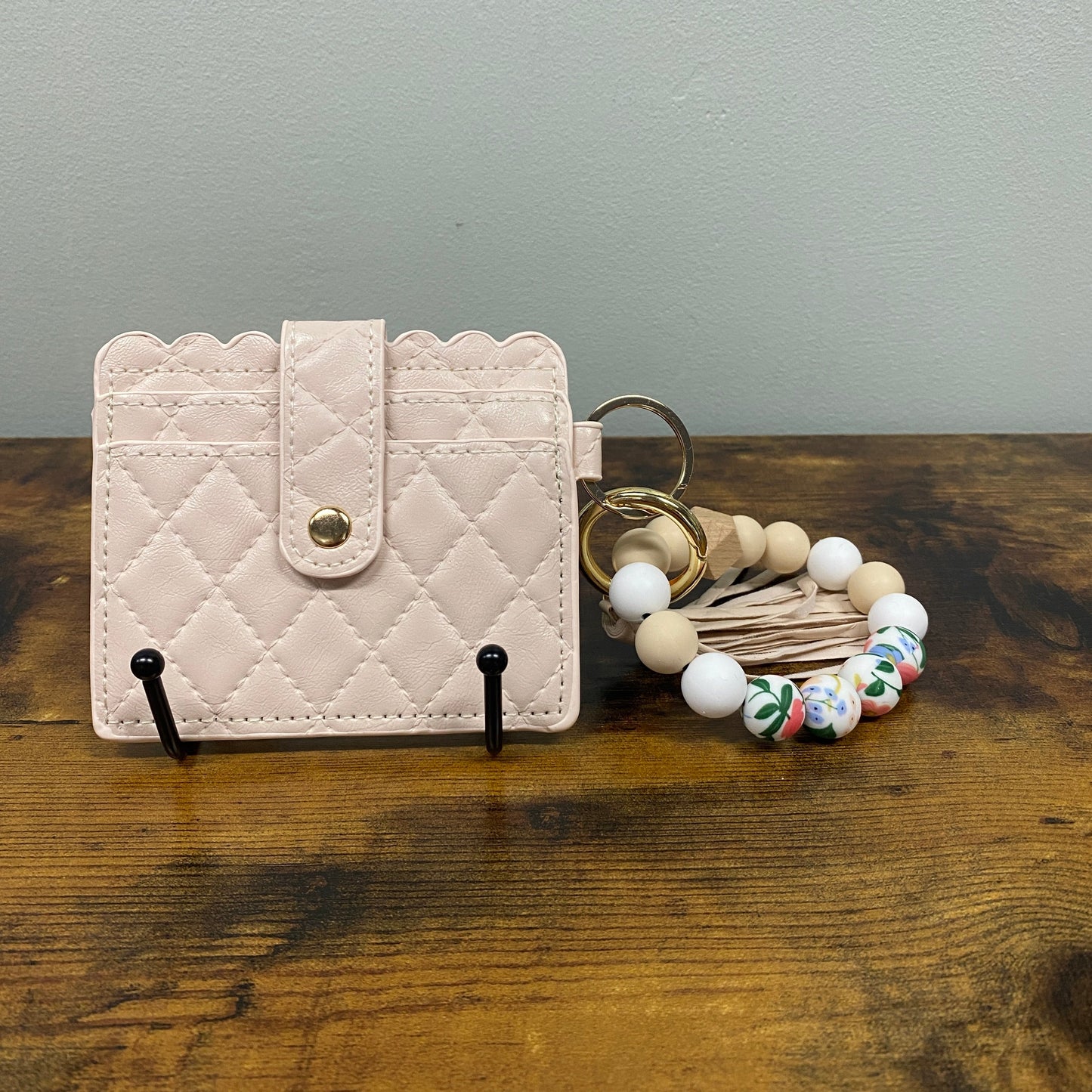 Silicone Bracelet Keychain with Scalloped Card Holder