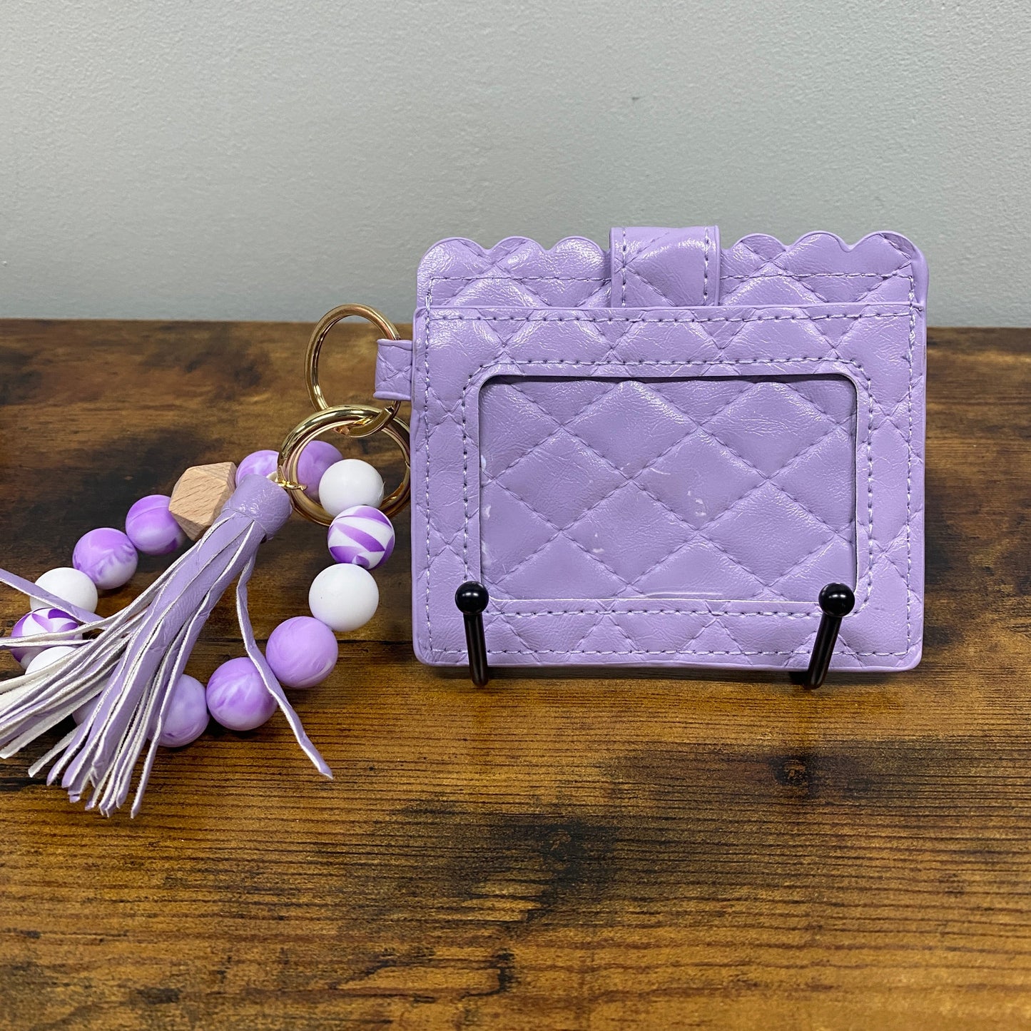 Silicone Bracelet Keychain with Scalloped Card Holder