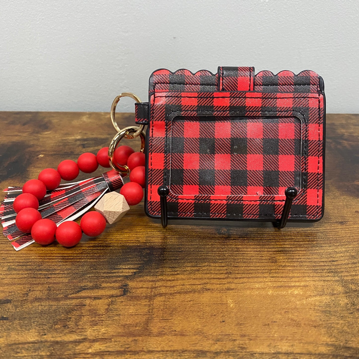 Silicone Bracelet Keychain with Scalloped Card Holder