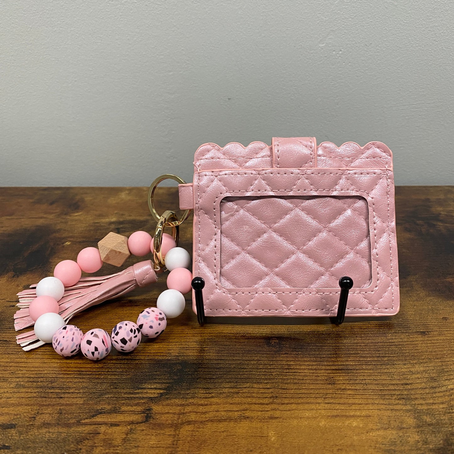Silicone Bracelet Keychain with Scalloped Card Holder