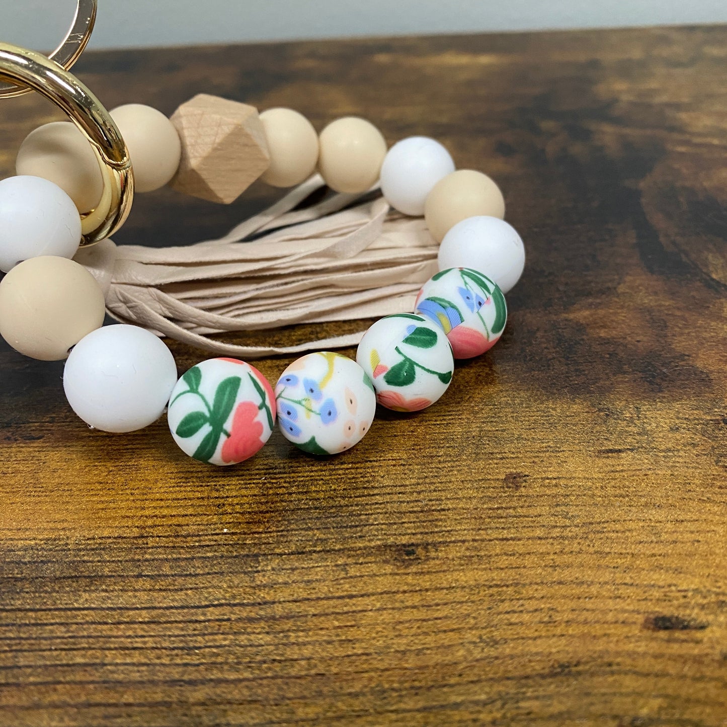 Silicone Bracelet Keychain with Scalloped Card Holder
