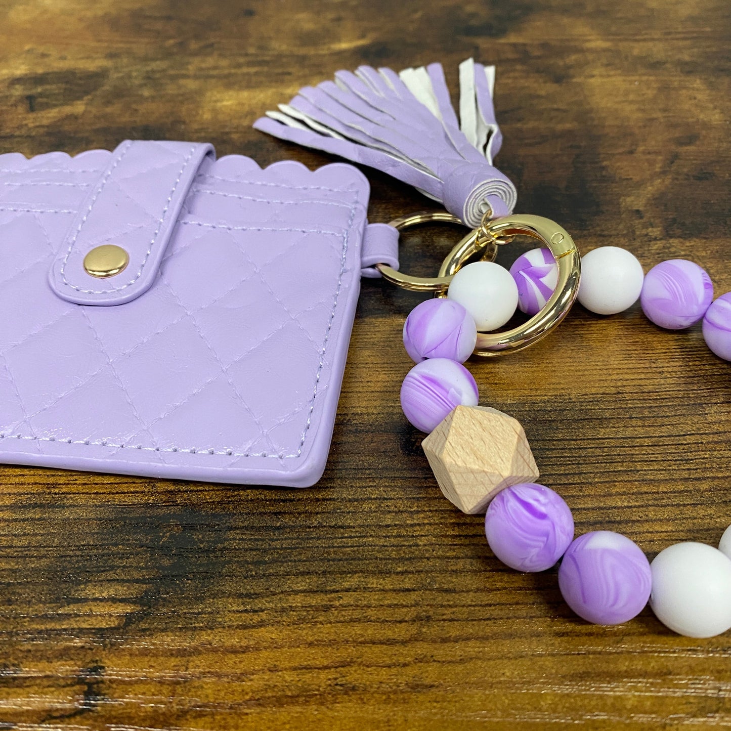 Silicone Bracelet Keychain with Scalloped Card Holder