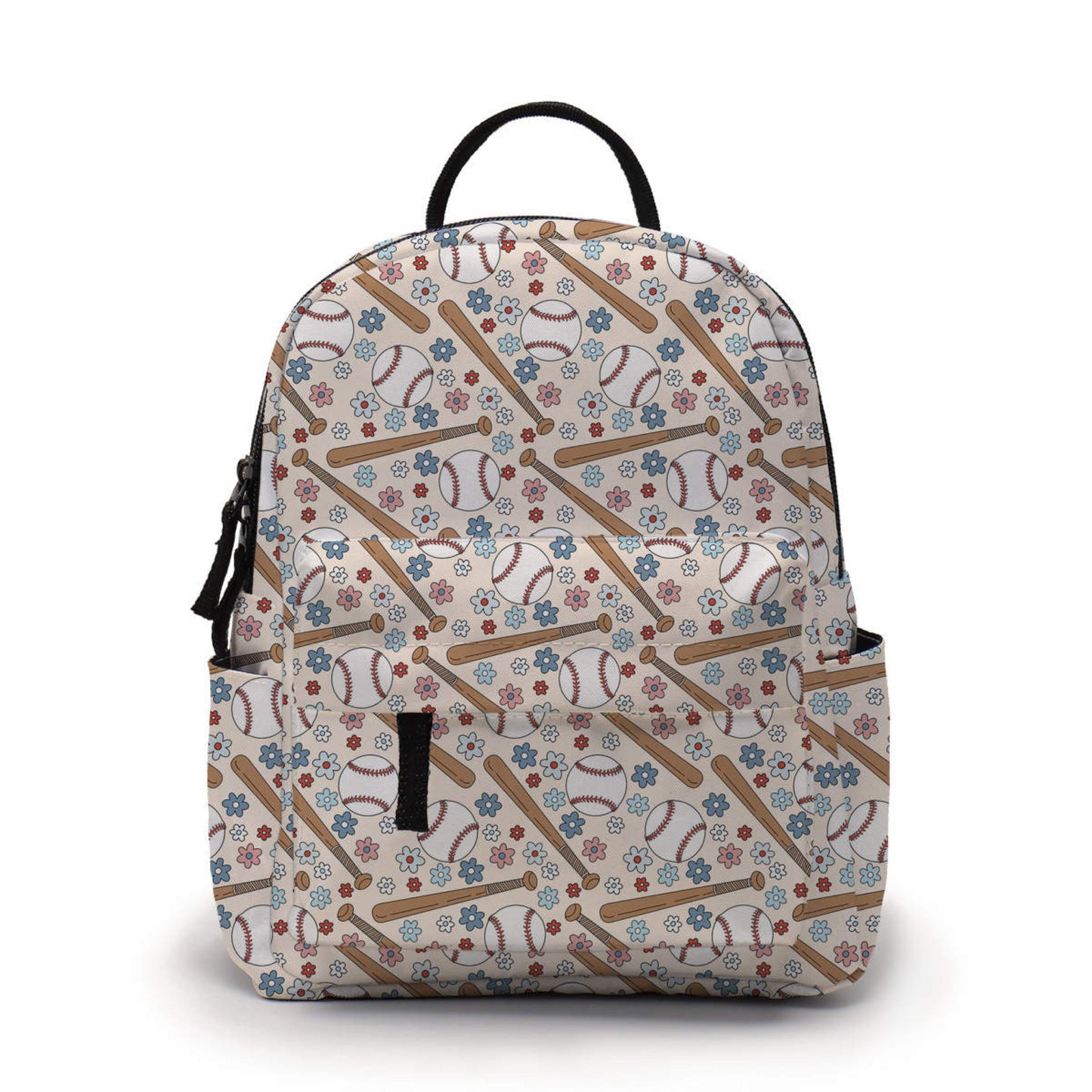 Baseball Bat Floral - Water-Resistant Mini Backpack