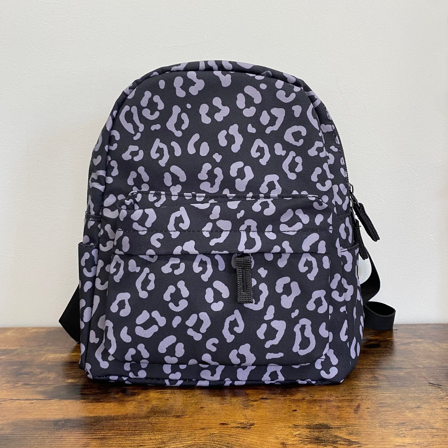 Black & Grey Animal Print - Water-Resistant Mini Backpack