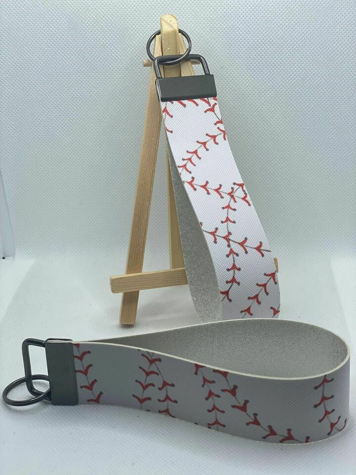 Baseball Stitching Faux Leather Wristlet