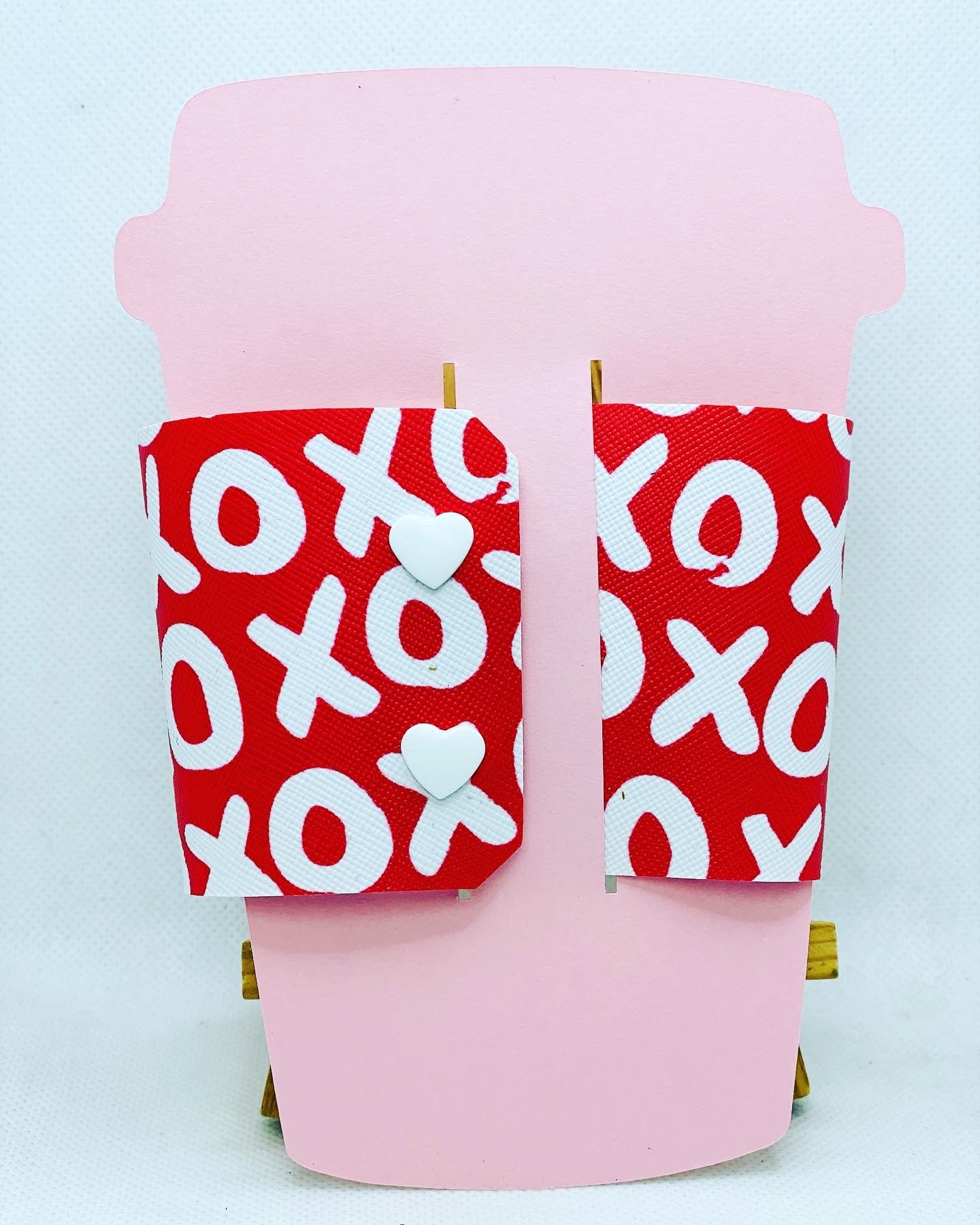 XOXO Print - Hot Cup Coozie Sleeve - Faux Leather Drink Sleeve