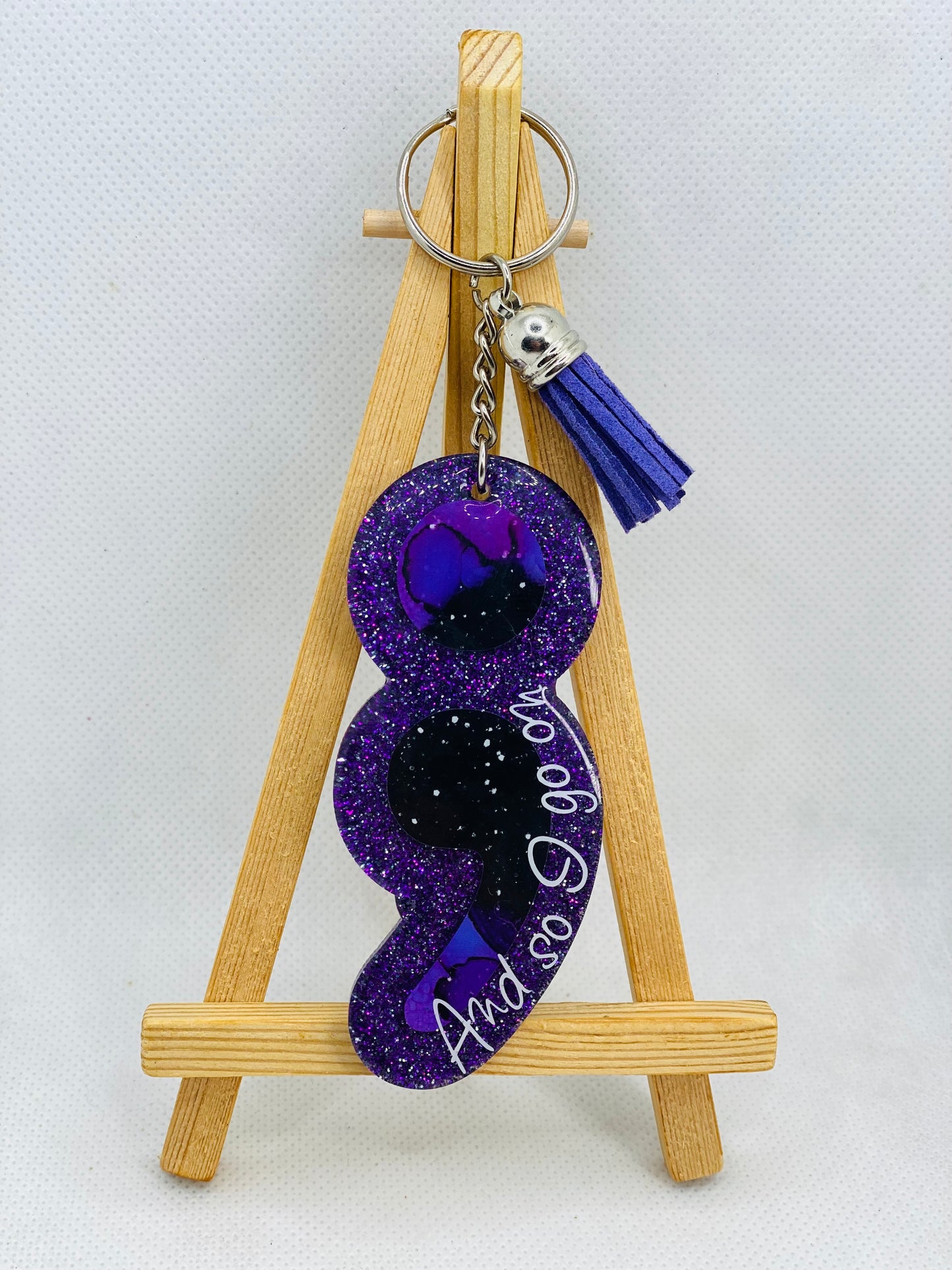 3.5" And So I Go On Semicolon Keychain