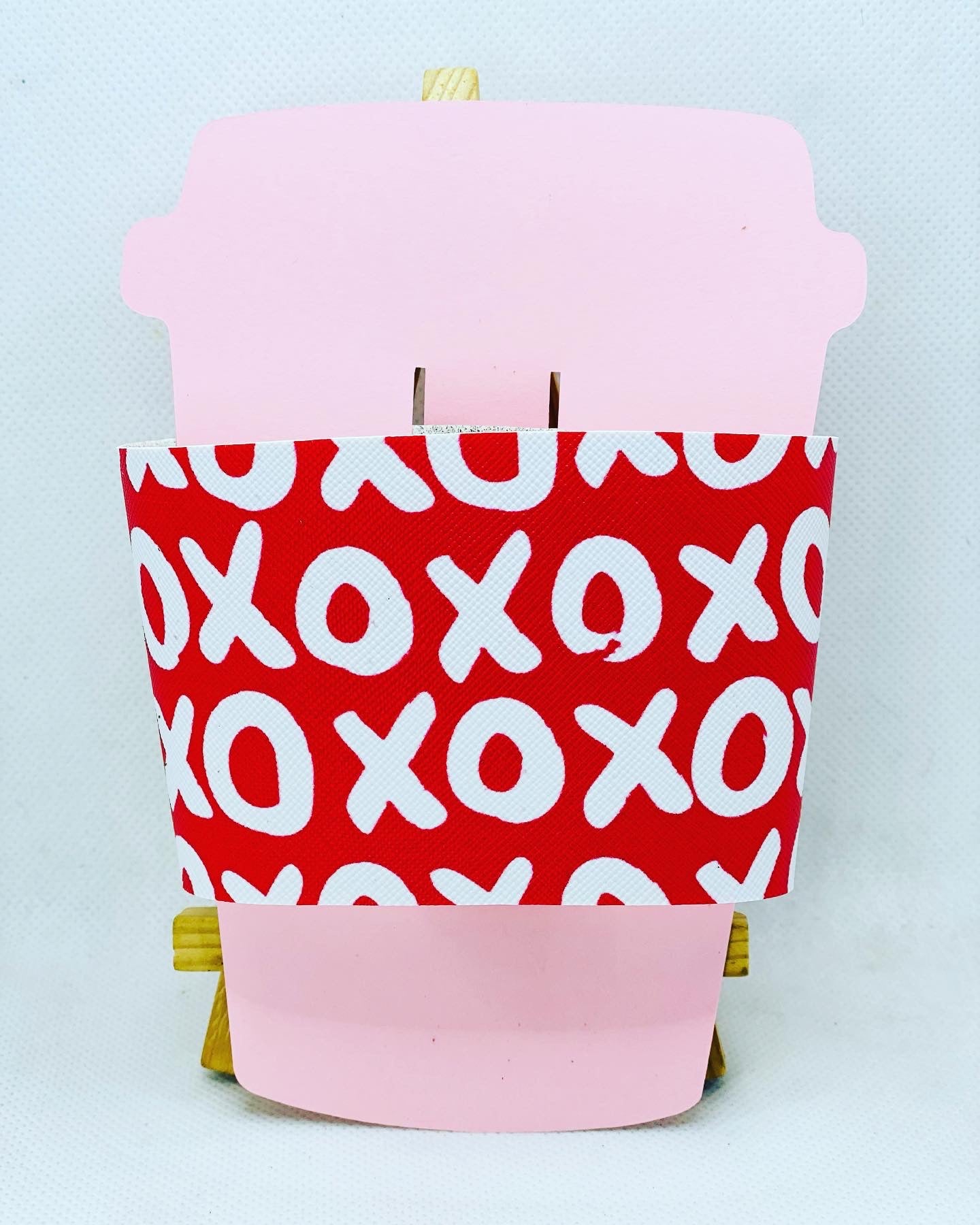 XOXO Print - Hot Cup Coozie Sleeve - Faux Leather Drink Sleeve