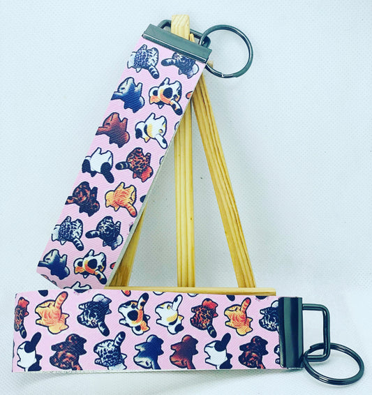Catt Behinds Faux Leather Wristlet Keychain