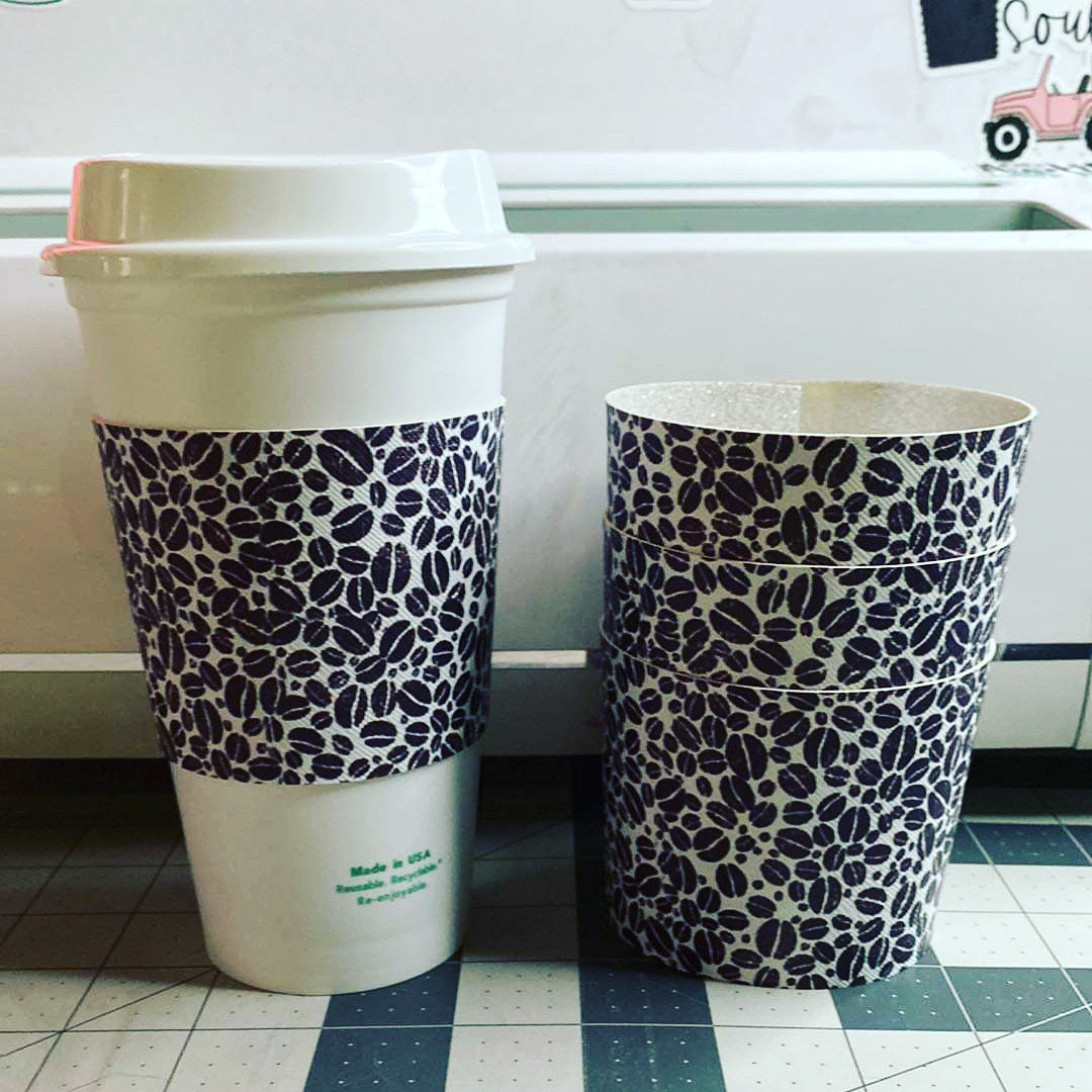Coffee Bean - Hot Cup Coozie Sleeve - Faux Leather Drink Sleeve