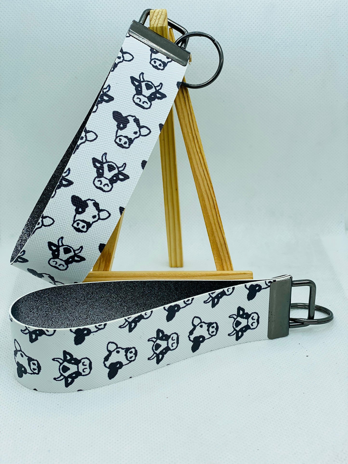 Steer Face - Heifer Face - Cow Lover - Faux Leather Wristlet Keychain