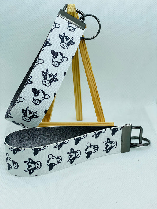 Steer Face - Heifer Face - Cow Lover - Faux Leather Wristlet Keychain