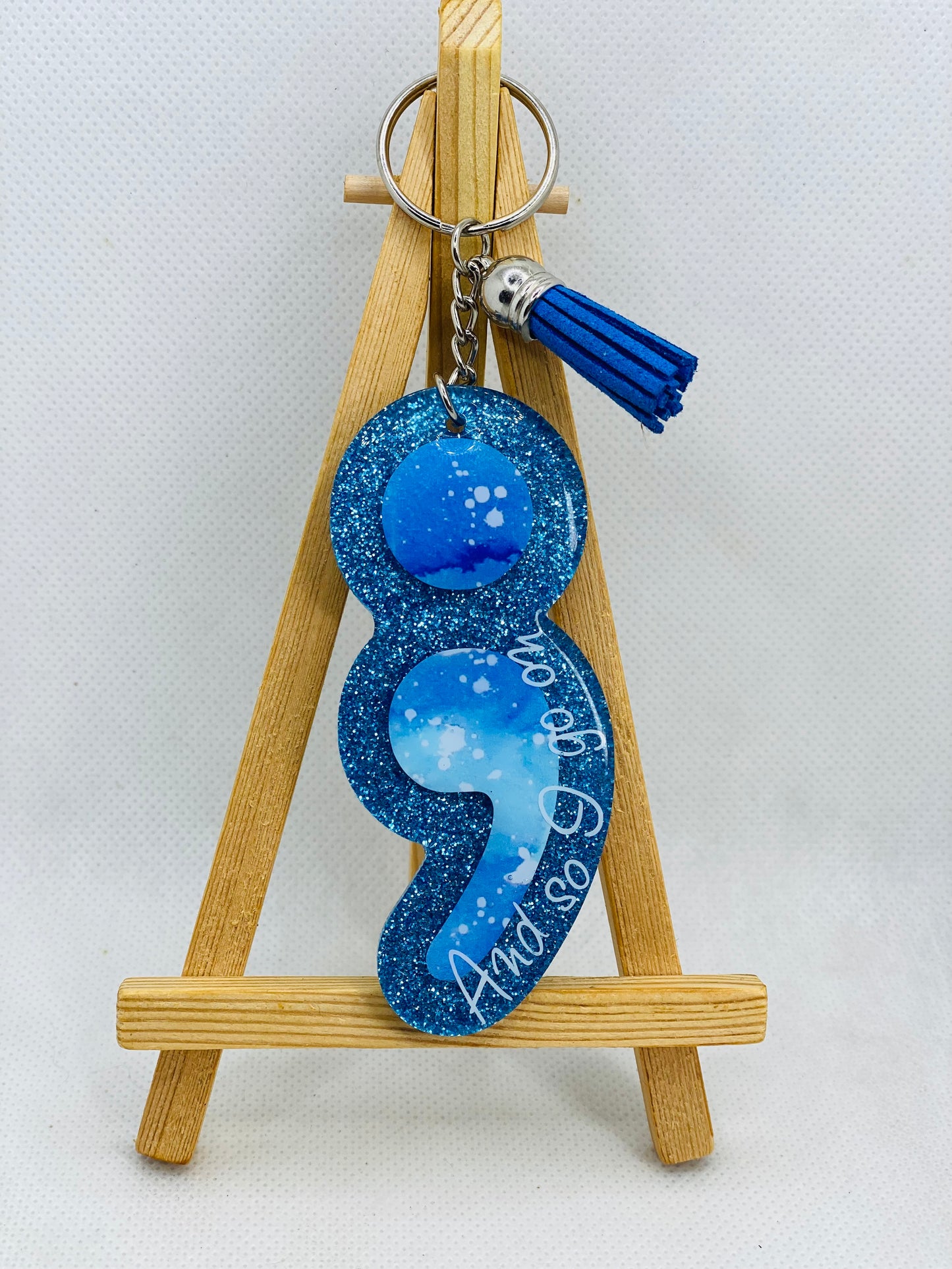 3.5" And So I Go On Semicolon Keychain