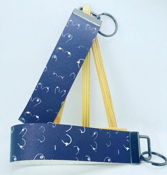 Breasts Faux Leather Wristlet Keychain