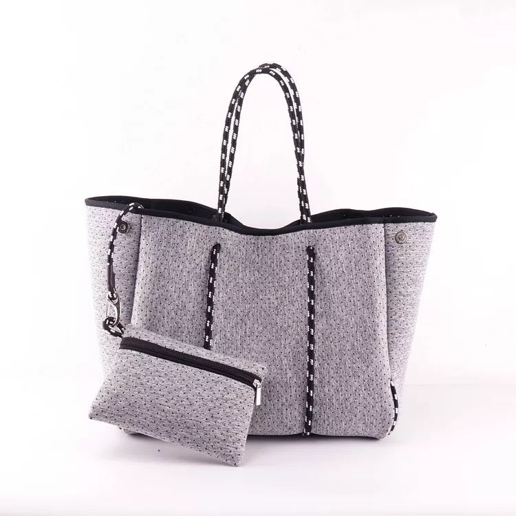 Neoprene Tote -Grey Large Tote/Pouch Combo