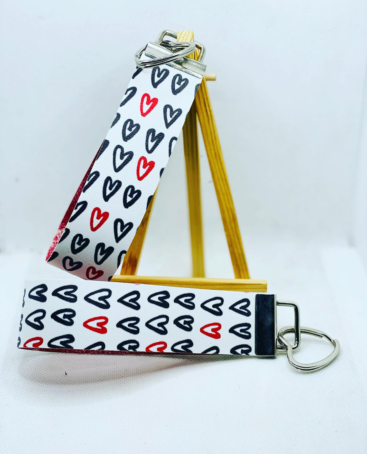 Limited Edition - Hearts Faux Leather Wristlet Keychain
