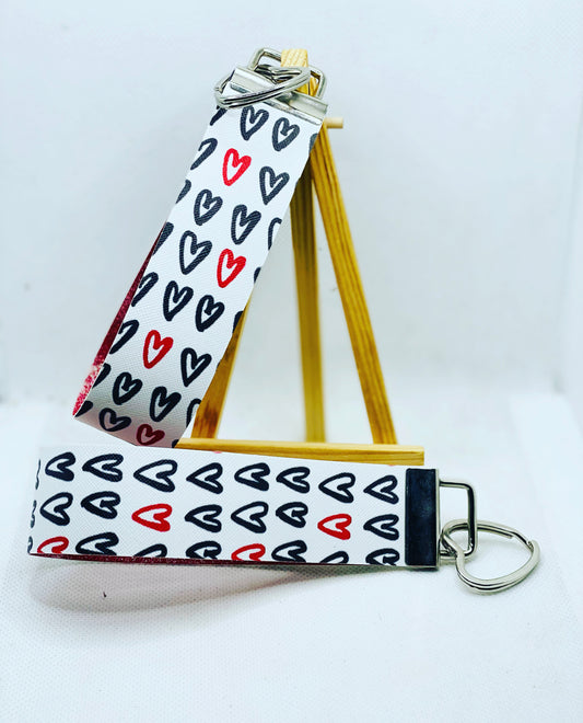 Limited Edition - Hearts Faux Leather Wristlet Keychain