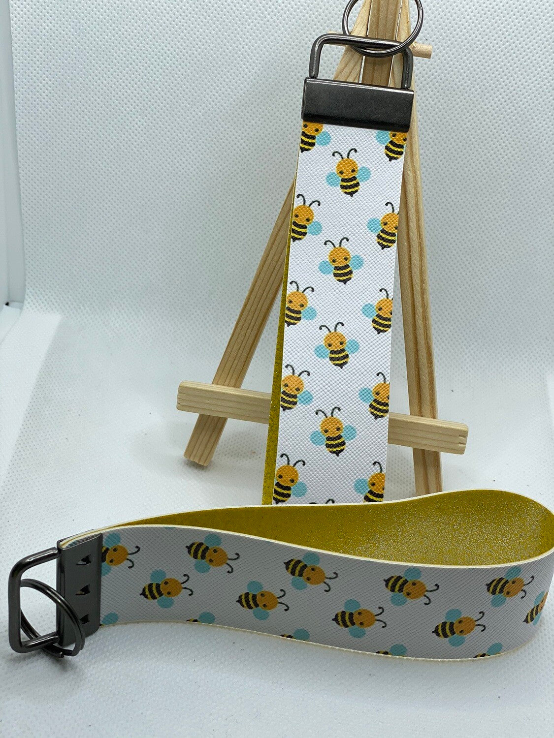 Bee - Bees - Honey Bees - Bee Keeper - Faux Leather Wristlet Keychain