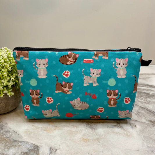 Cats on Blue - Water-Resistant Multi-Use Pouch