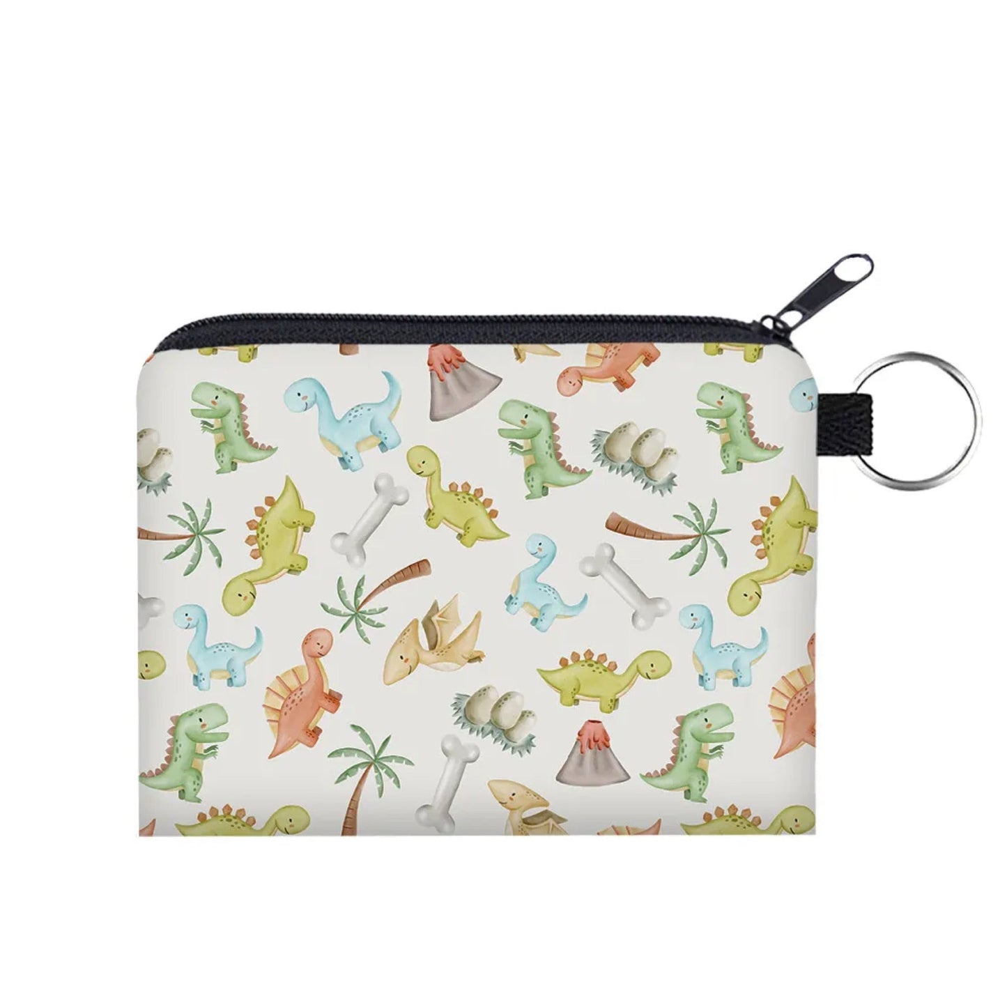 Dino Colorful - Water-Resistant Mini Pouch w/ Keyring