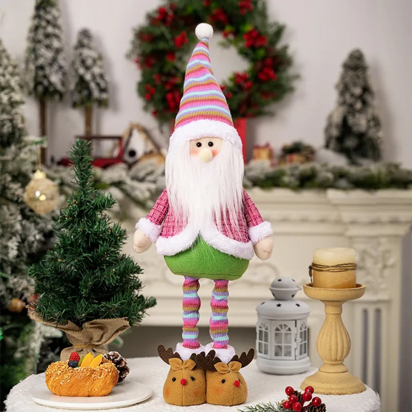 Telescopic Standing Christmas Decor - Colorful Stripe