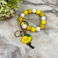 Wood & Silicone Bracelet Keychain - Lemon