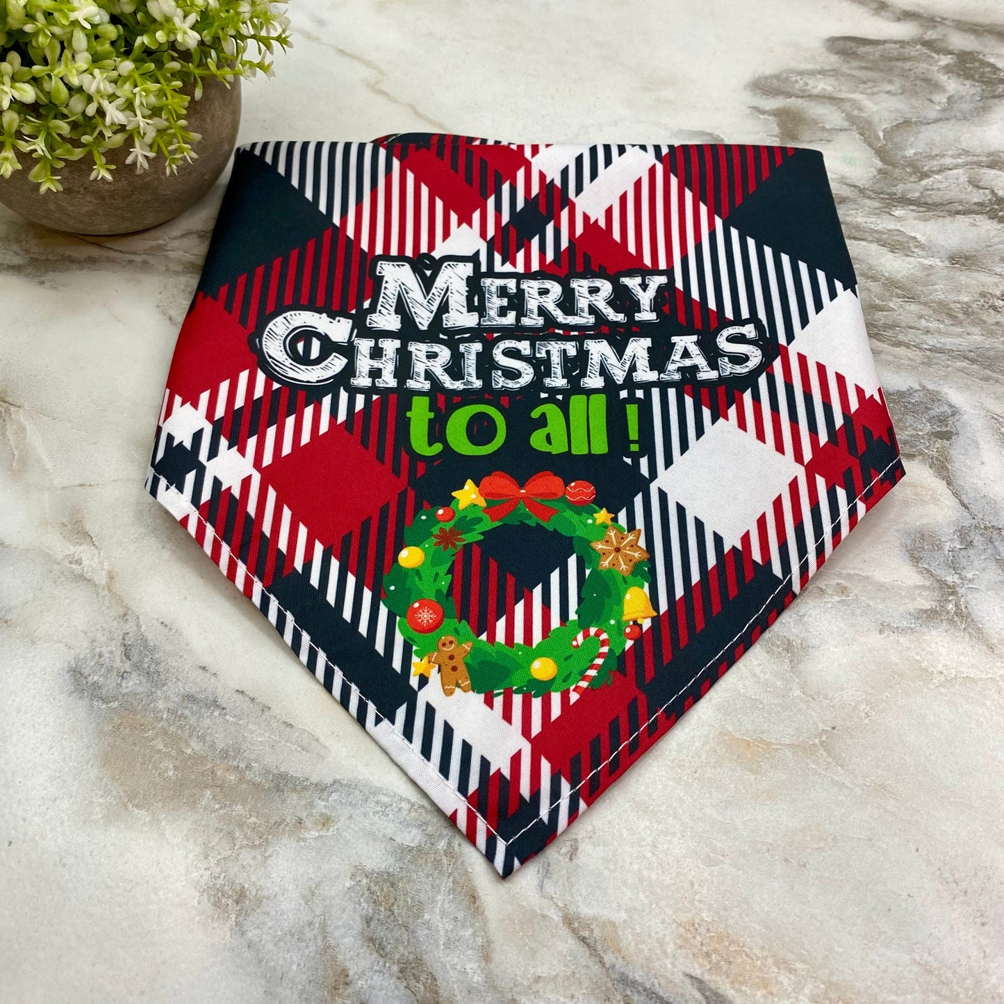 Dog Bandana - Plaid - Merry Christmas To All