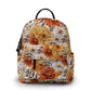 Orange Cream Brown Floral Water-Resistant Mini Backpack & Pouches Set