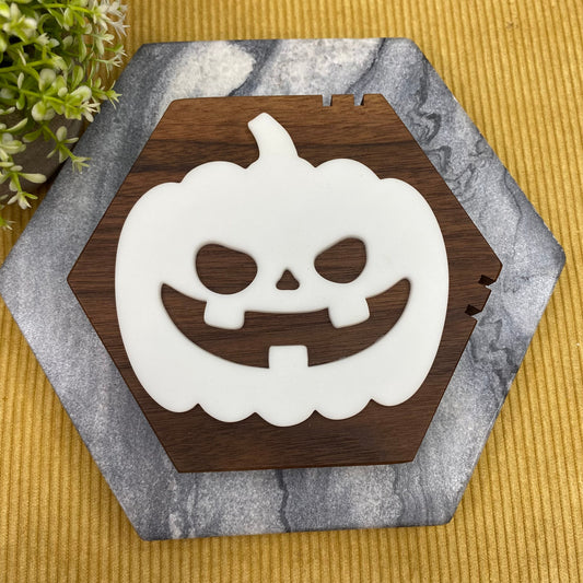 Coaster - Silicone - Coaster - Silicone - Glow In The Dark White Pumpkin Halloween