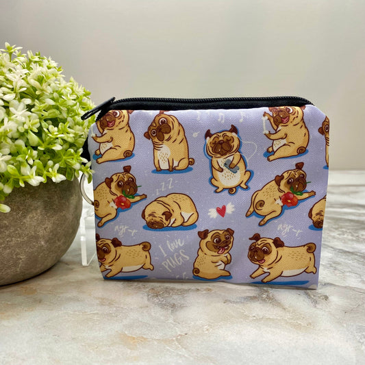 Pugs - Water-Resistant Mini Pouch w/ Keyring