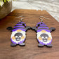 Wooden Dangle Earrings - Halloween - Gnome Wing Skull