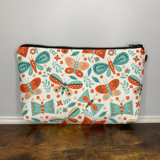 Butterfly Orange & Teal - Water-Resistant Multi-Use Pouch