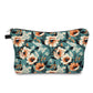 Orange Cream Floral On Blue - Water-Resistant Multi-Use Pouch