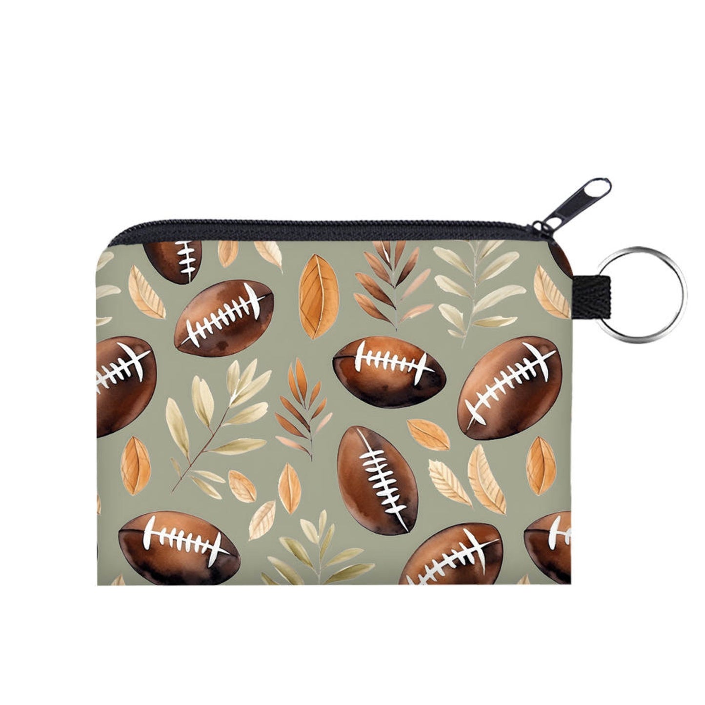 Football Leaves - Water-Resistant Mini Pouch w/ Keyring