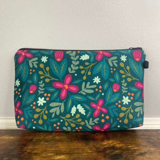 Floral Emerald Magenta - - Water-Resistant Multi-Use Pouch