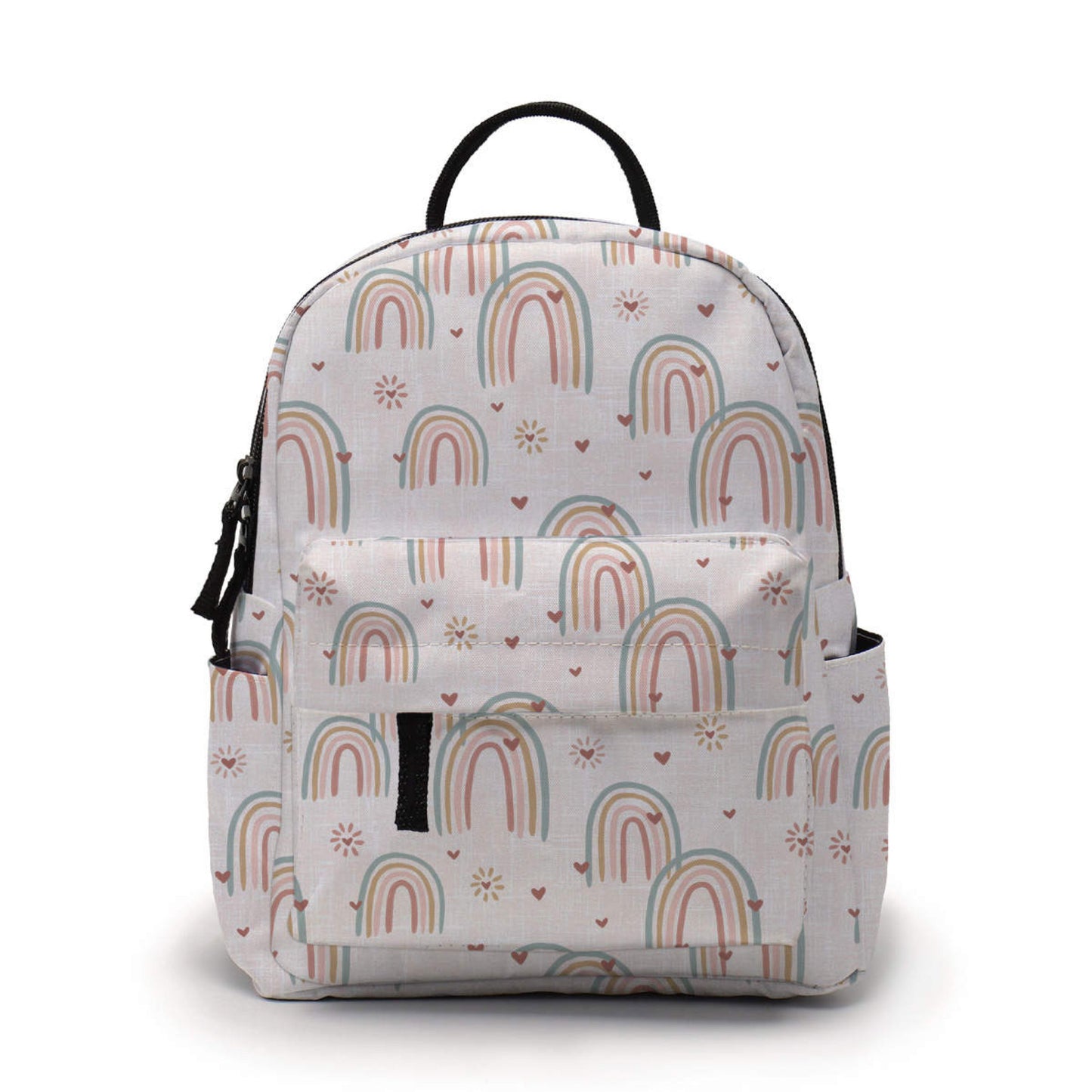 Rainbow Heart Pale Pink - Water-Resistant Mini Backpack