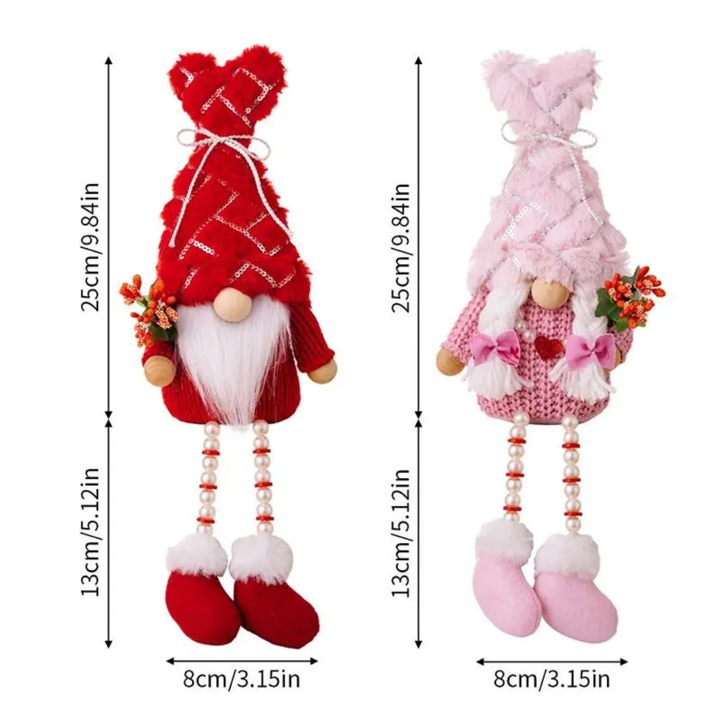 Gnome - Valentine #10 - Red & Pink Long Legs - PREORDER 12/12-12/15