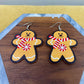 Wooden Dangle Earrings - Winter - Gingerbread Man