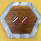 Dangle Earring - Wood & Acrylic - Clear Silver Glitter & Cherry Wood